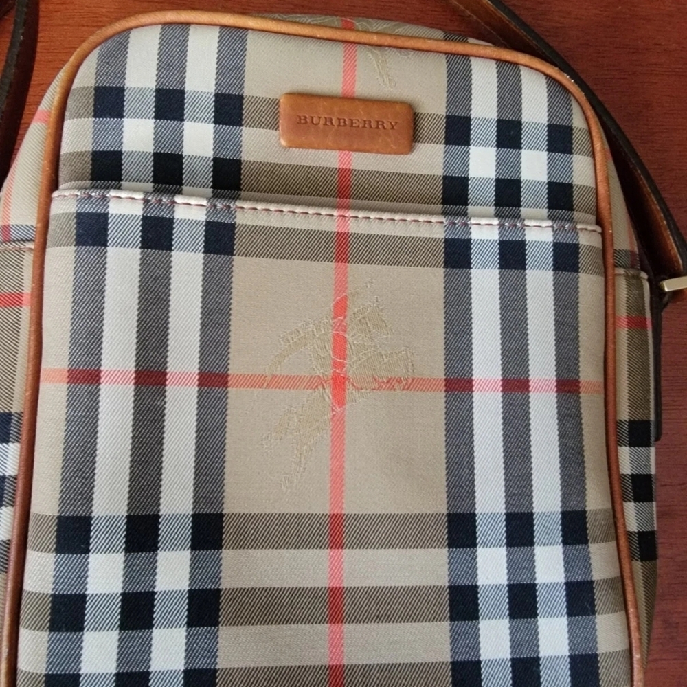 Burberry Tan Checkered Small Crossbody Bag